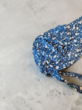 Blue Floral Tie-Back Sun Bonnet